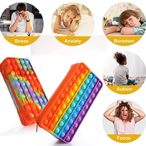 2 FOR $25 Pop It Fidget Tie Dye Pencil Cases - Picture 4 of 4